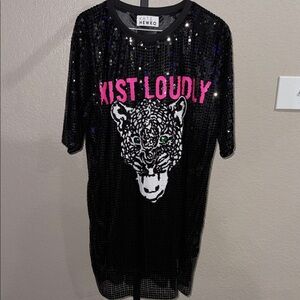 Kate Hewko Black Sequin Leopard Dress - MSRP $108